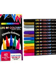 Life of Colour - Classic Colours 1mm Fine Tip Acrylic Paint Pens - Set of 12