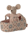 Maileg Baby Mouse in Carry Cot Rose