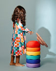 Stapelstein Balance Stepping Stones Original Rainbow Classic + Board Combination Set of 7