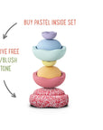 CHRISTMAS PROMO - Stapelstein Inside Set of 6 Rainbow Pastel + FREE Limited Edition Red Blush Original