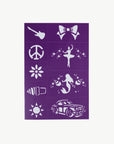 Oh Flossy Reusable Adhesive Face Paint & Makeup Stencils - Purple