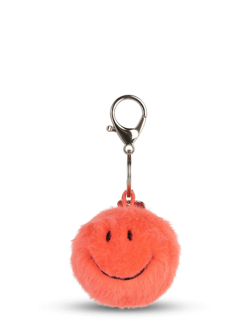 BON TON TOYS Smiley Keychain ECO Fuzzy Bright Coral
