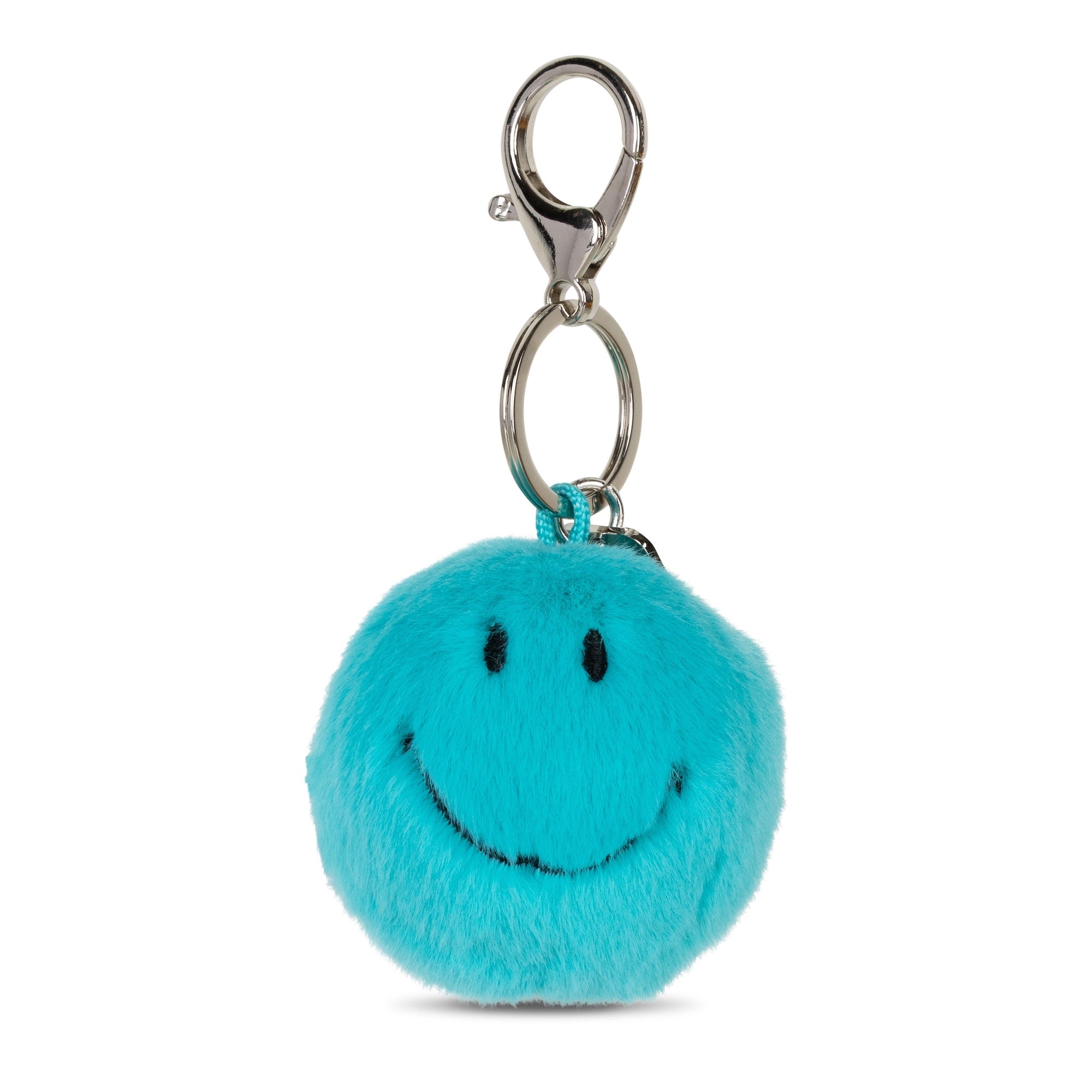 BON TON TOYS Smiley Keychain ECO Fuzzy Teal