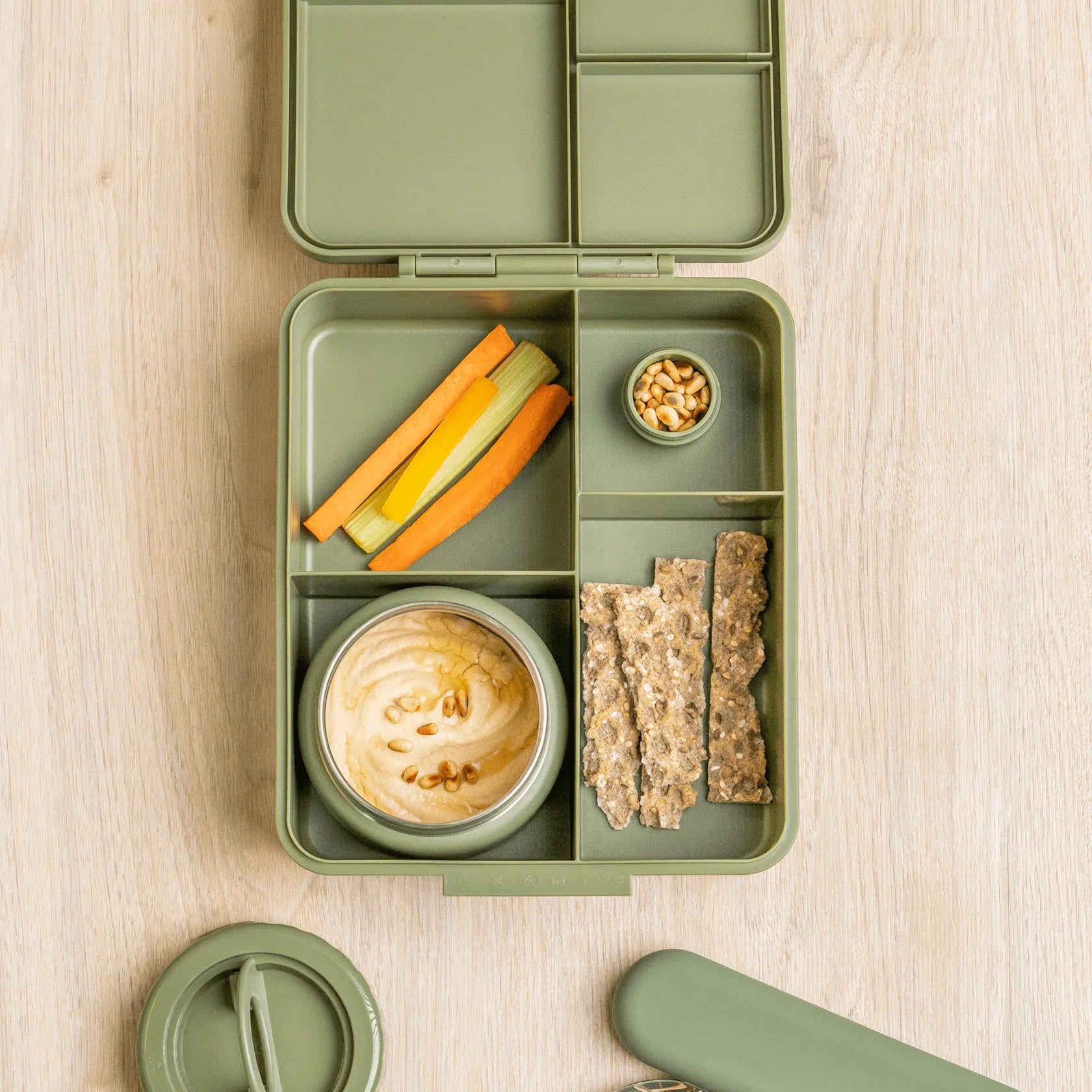 Citron Grand School Lunch Box 4 Compartments with Insulated Food Jar - Green