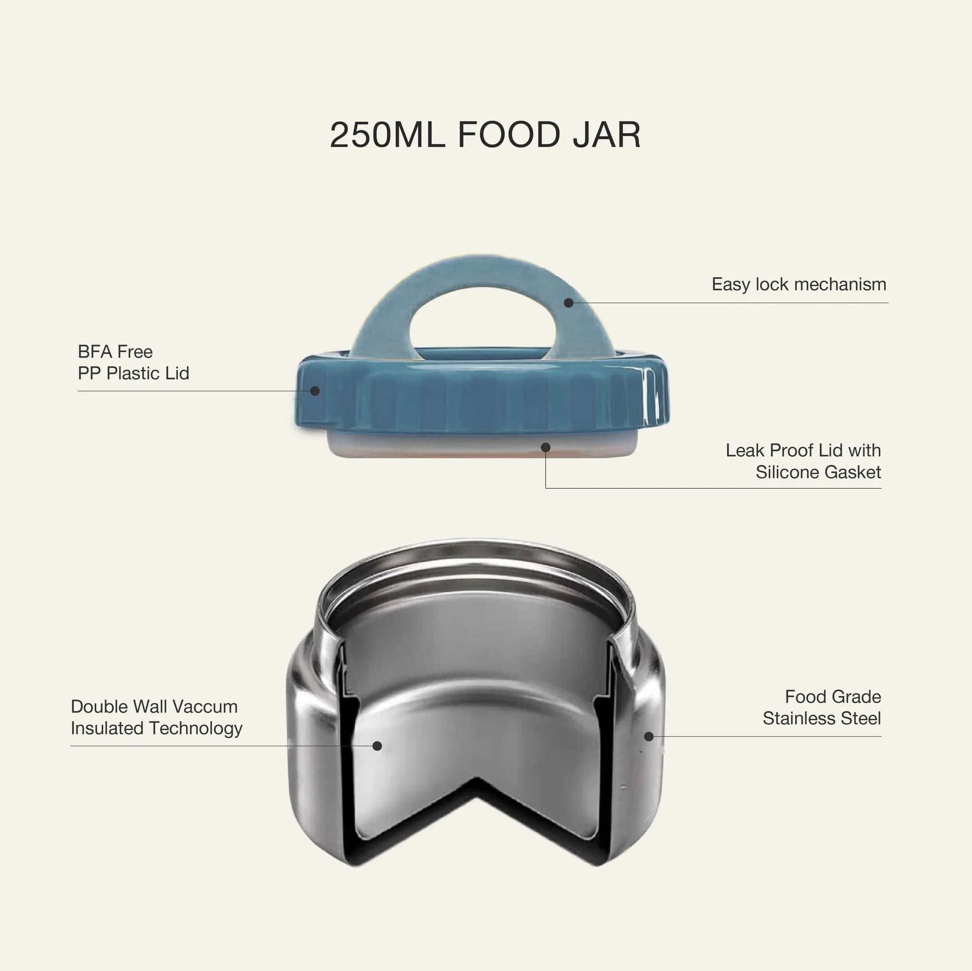 Citron Stainless double wall vaccum Steel Insulated Food Jar 