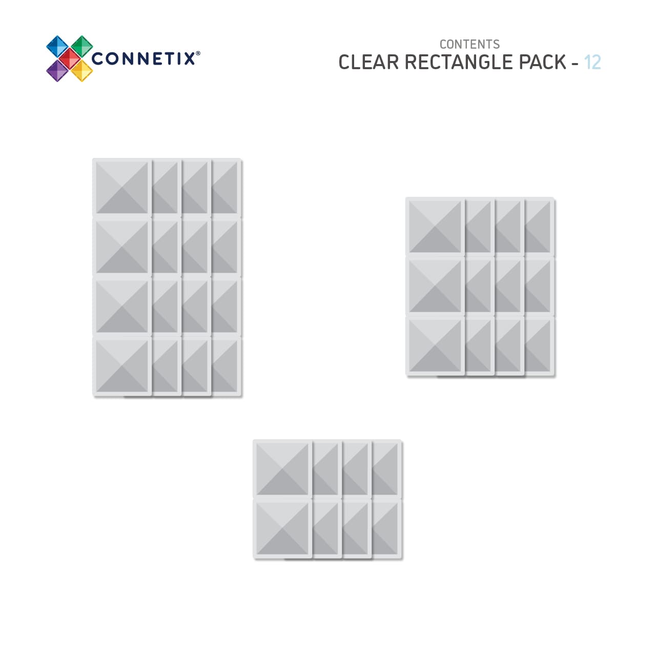 Connetix Magnetic Tiles Clear Rectangle Pack