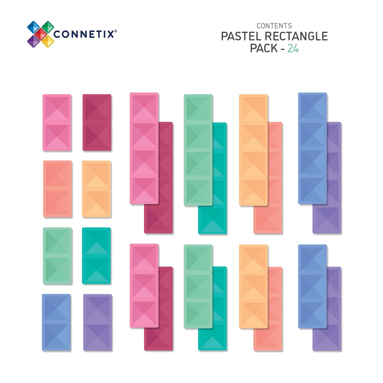 Connetix Tiles Pastel Rectangle Pack