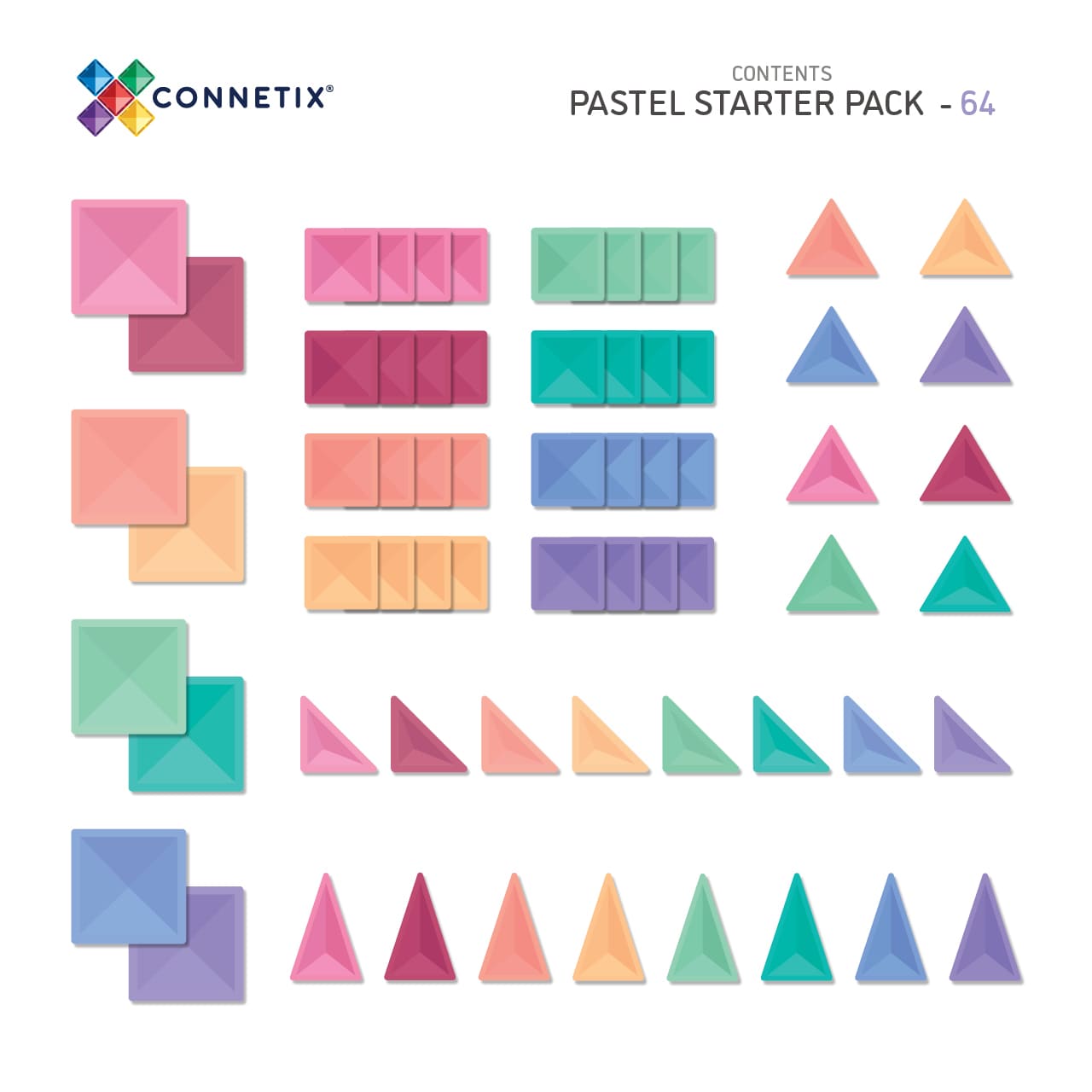 Connetix Magnetic Tiles Pastel Starter Pack