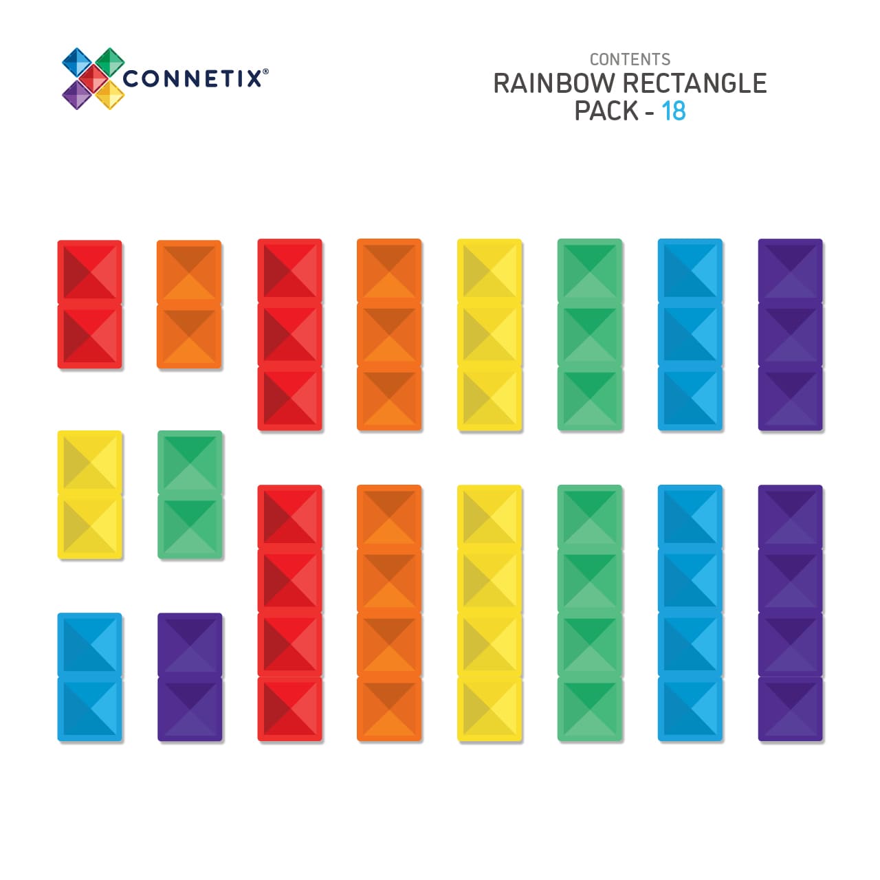 Connetix Magnetic Tiles Rainbow Rectangle Pack