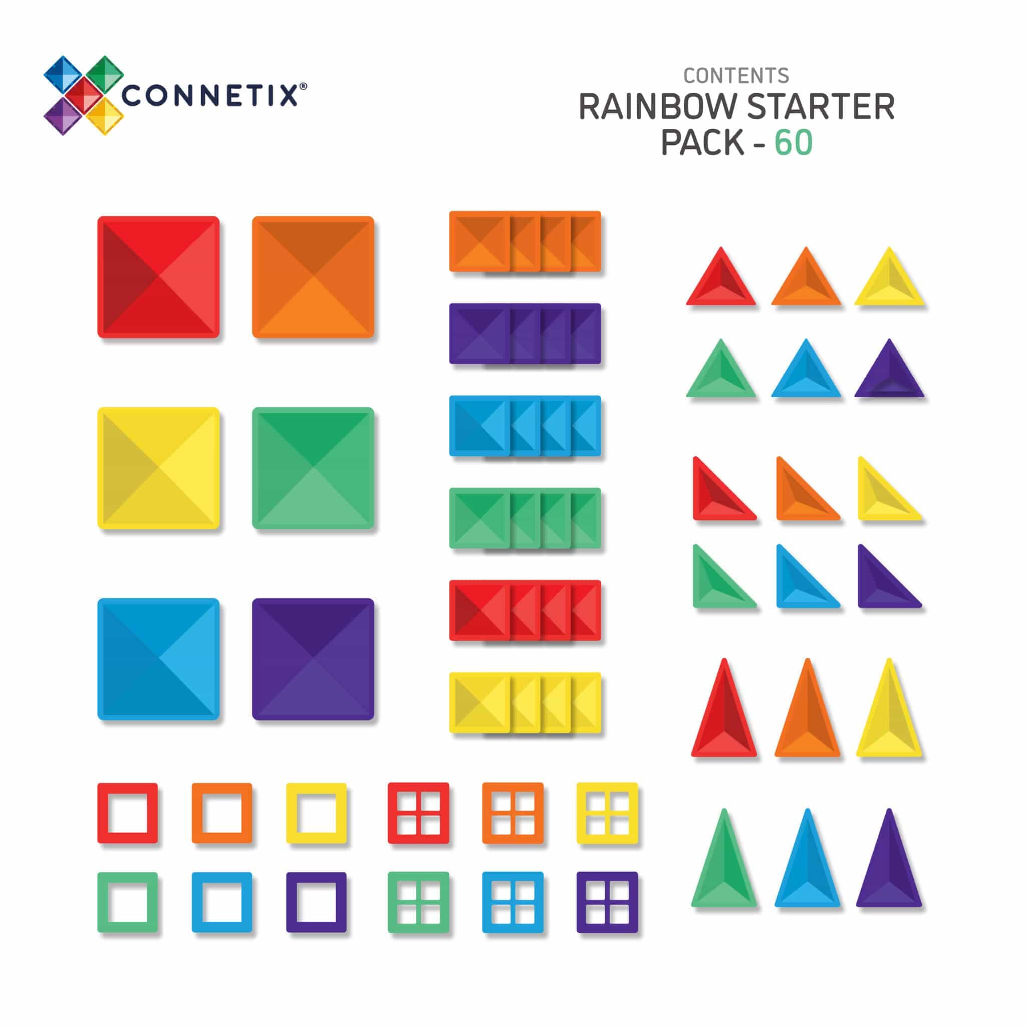 Connetix Magnetic Tiles Rainbow Starter Pack 60 pc