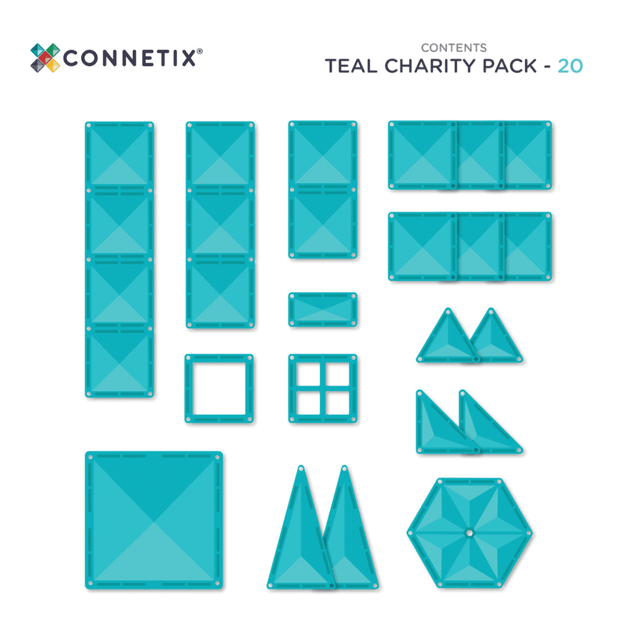 Connetix Tiles Charity Pack Teal Contents