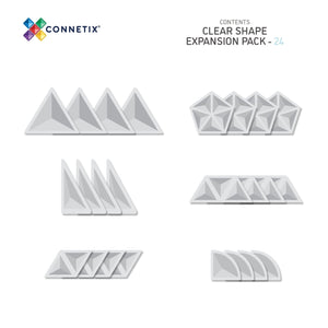 Connetix Magnetic Tiles Clear Shape Expansion Pack 24 pc