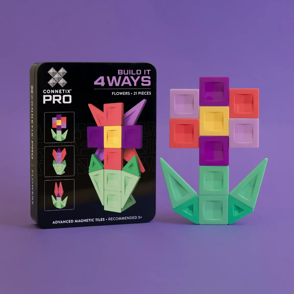 Connetix Tiles PRO Build It 4 Ways Flowers Pack 21 pc