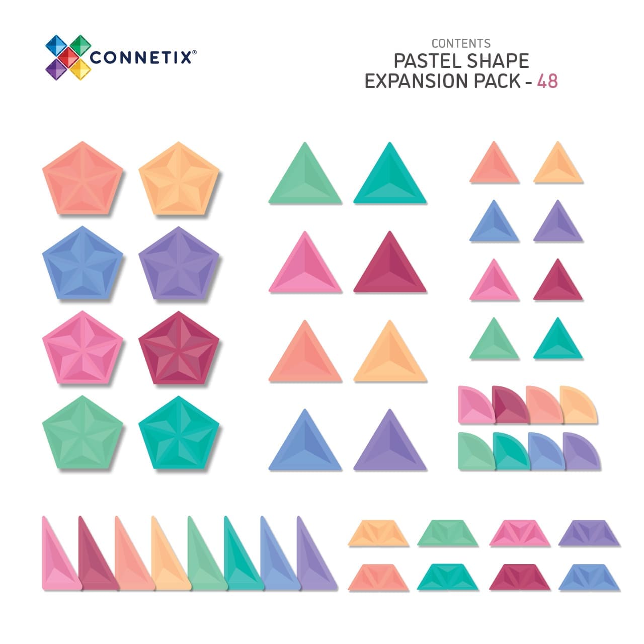 Connetix Magnetic Tiles Pastel Shape Expansion Pack