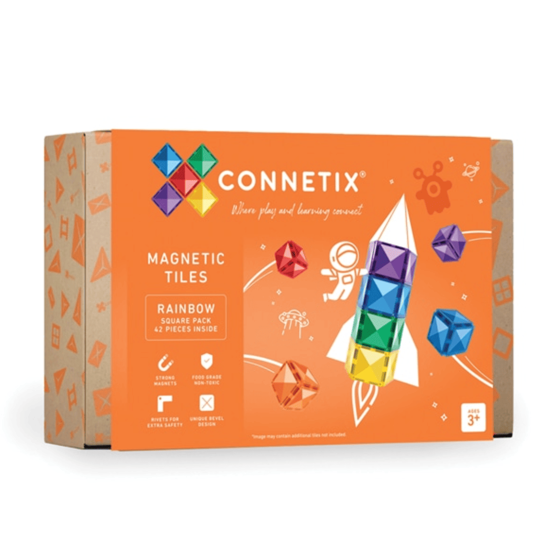 Connetix Magnetic Tiles Rainbow Square Pack 42 pc