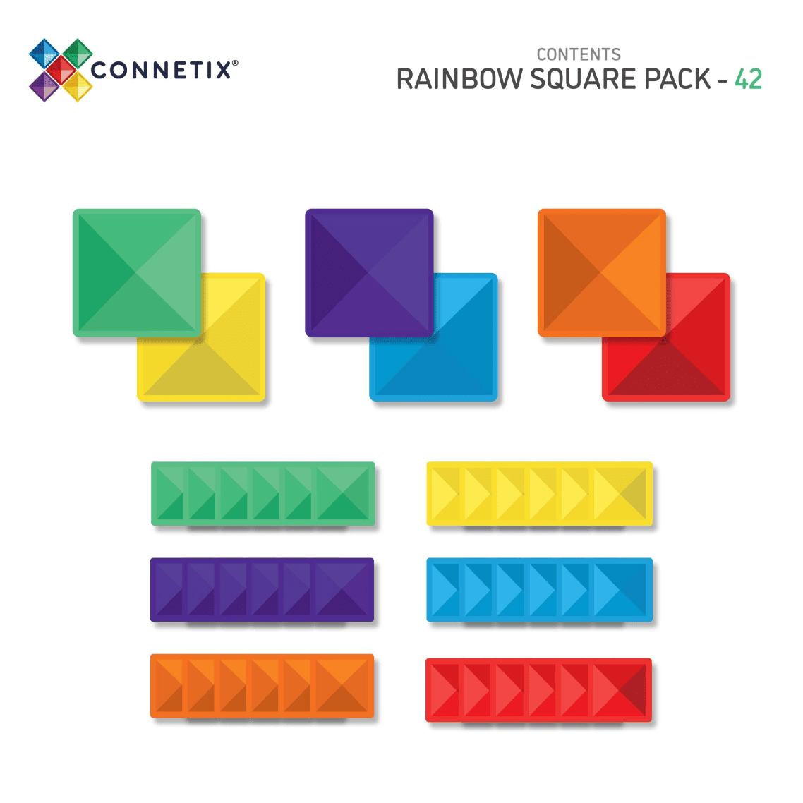Connetix Magnetic Tiles Rainbow Square Pack 42 pc