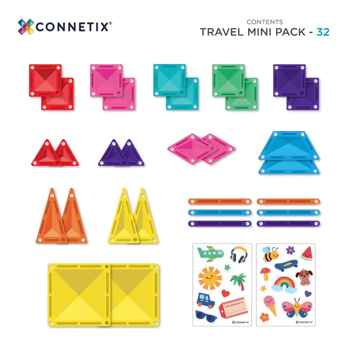 Connetix Tiles Travel Mini Pack Contents