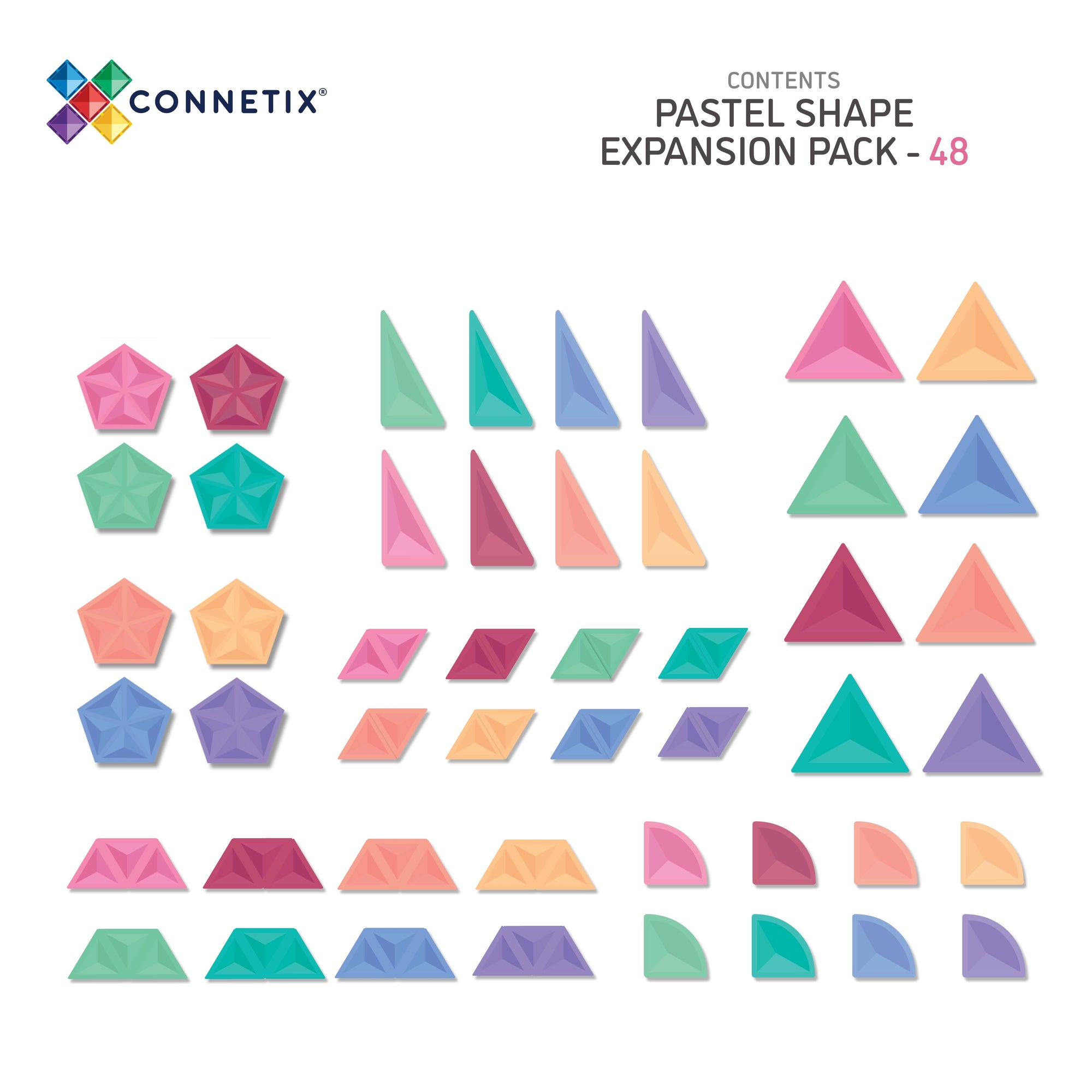Connetix Magnetic Tiles Pastel Shape Expansion Pack