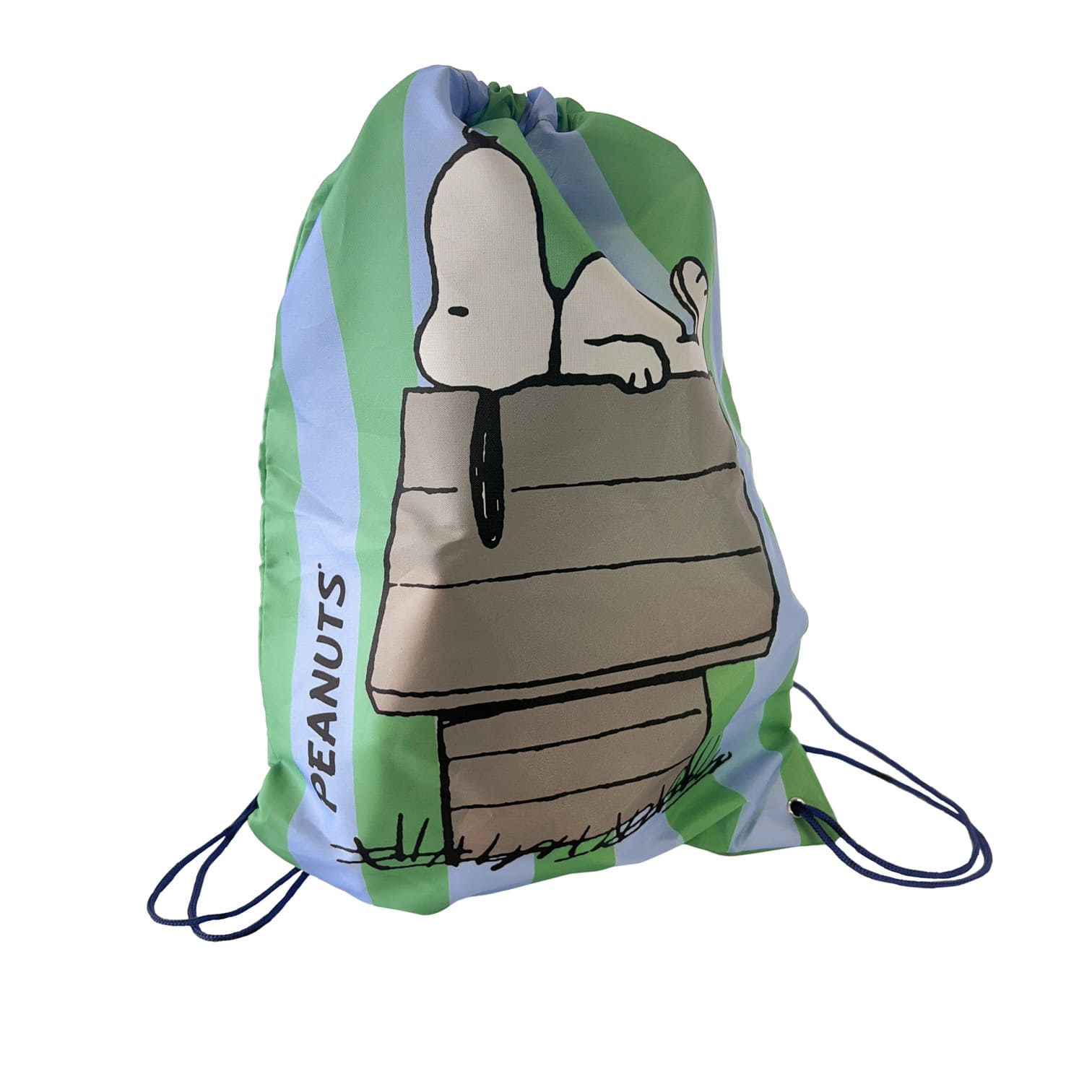 Engelite Peanuts Drawstring Bag - Green Blue Striped