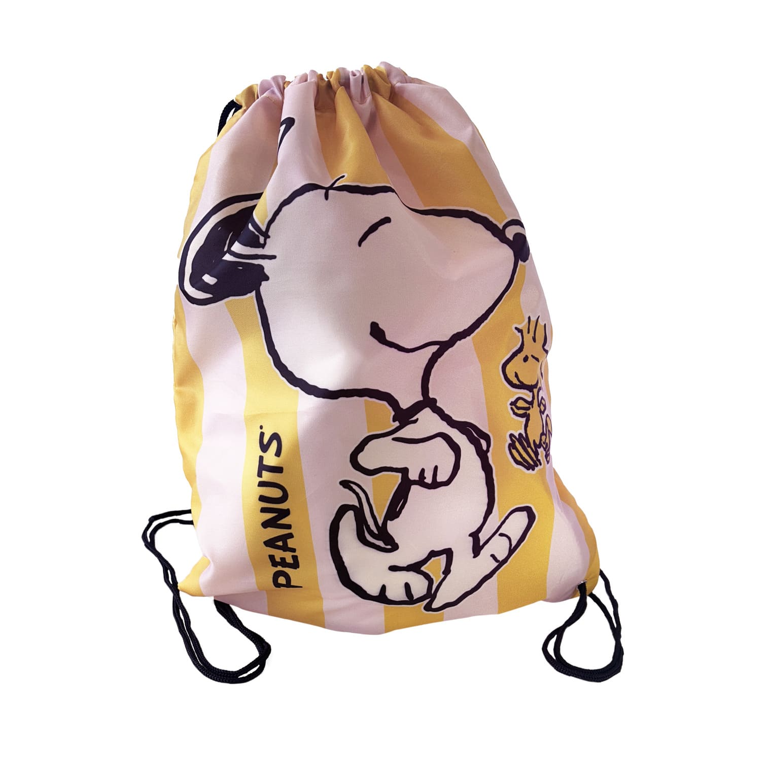 Engelite Peanuts Drawstring Bag - Yellow Pink Striped