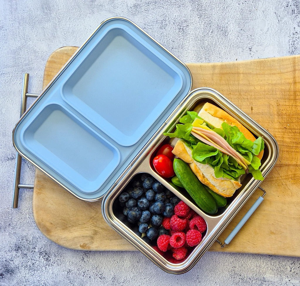 Ecococoon Stainless Steel Bento Box 2 Compartment blueberry