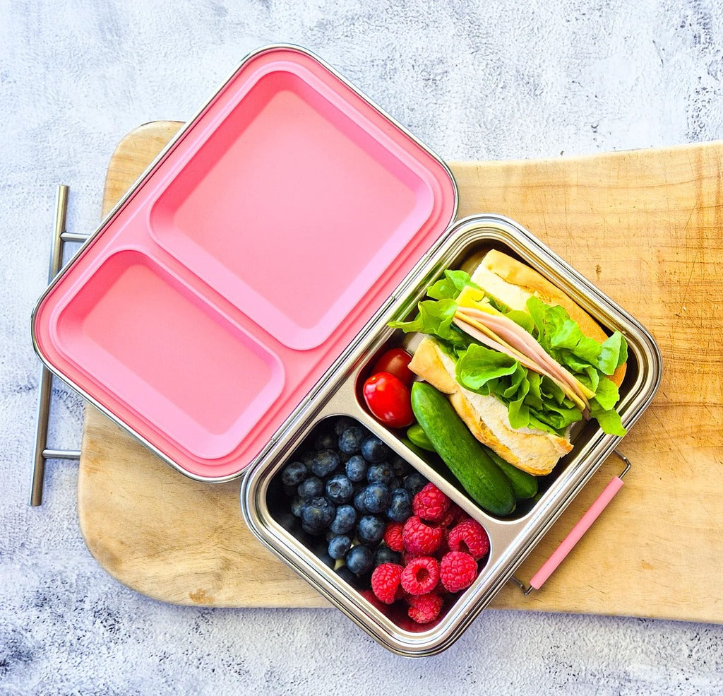 Ecococoon Stainless Steel Bento Box 2 Compartment pink rose