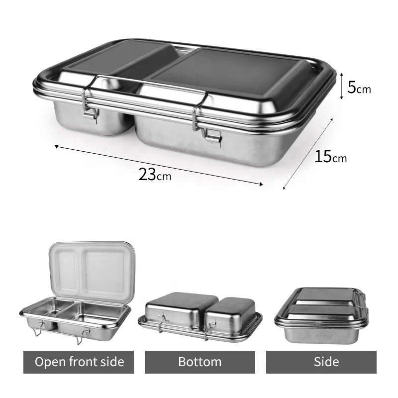 Ecococoon Stainless Steel Bento Box 2 Compartment  dimensions