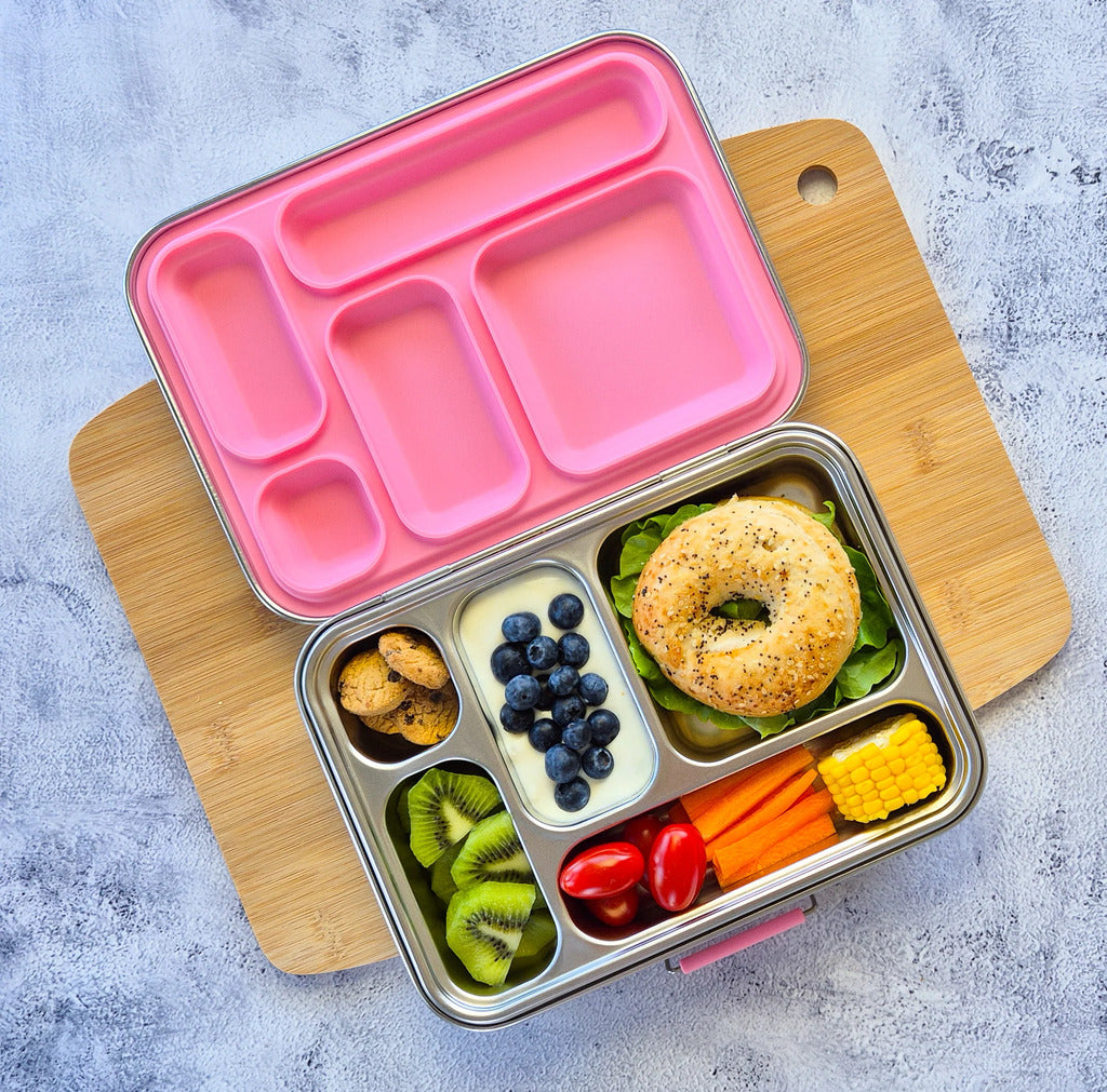 Ecococoon Stainless Steel Bento Box 5 Compartment pink rose