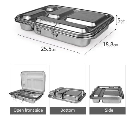 Ecococoon Stainless Steel Bento Box 5 Compartment dimensions