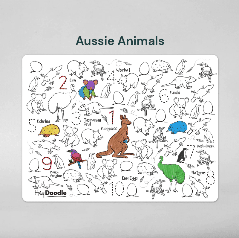 HeyDoodle Reusable Silicone Placemat Aussie Animals
