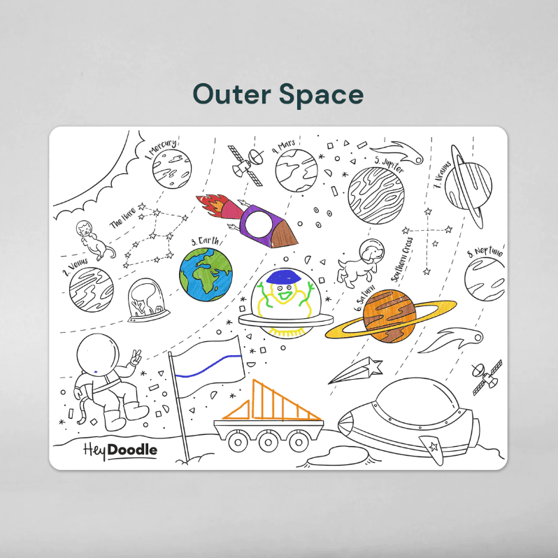 HeyDoodle Reusable Silicone Placemat Outer Space