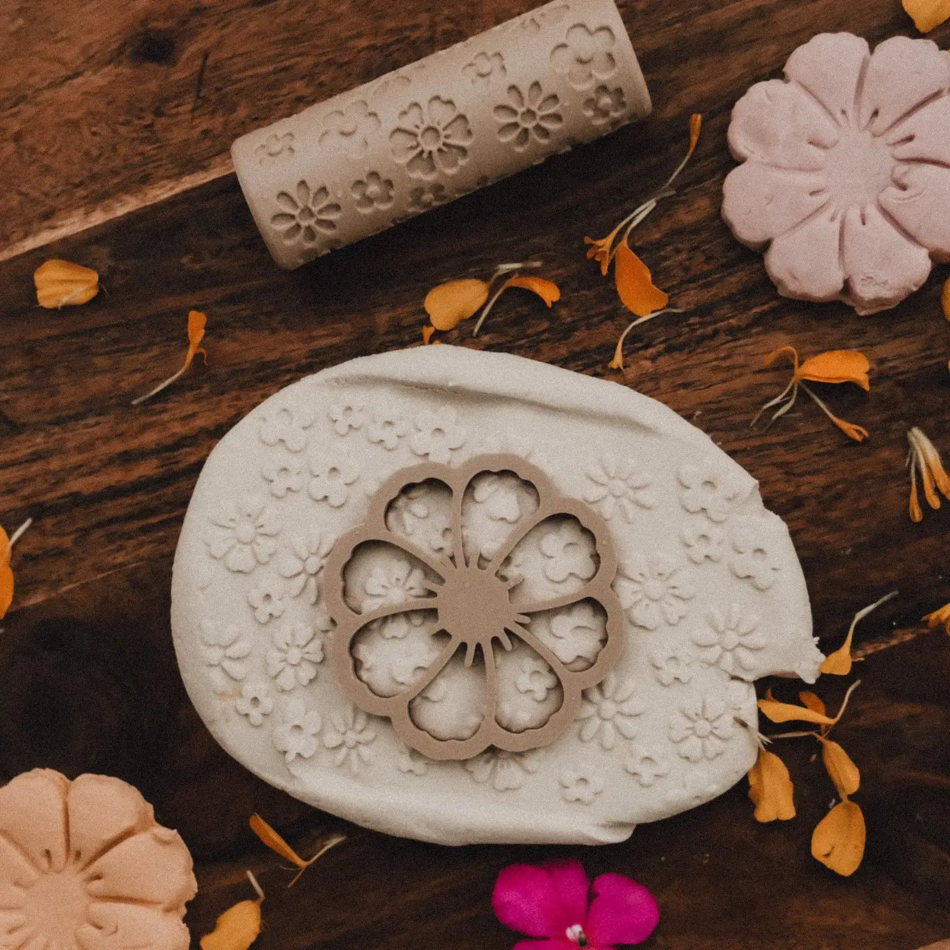 Kinfolk Pantry Eco Pattern Playdough Roller - Wildflower
