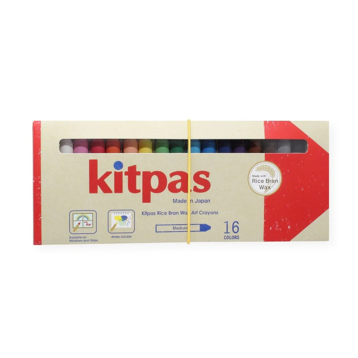 Kitpas Medium Stick Rice Wax Crayons 16 colours