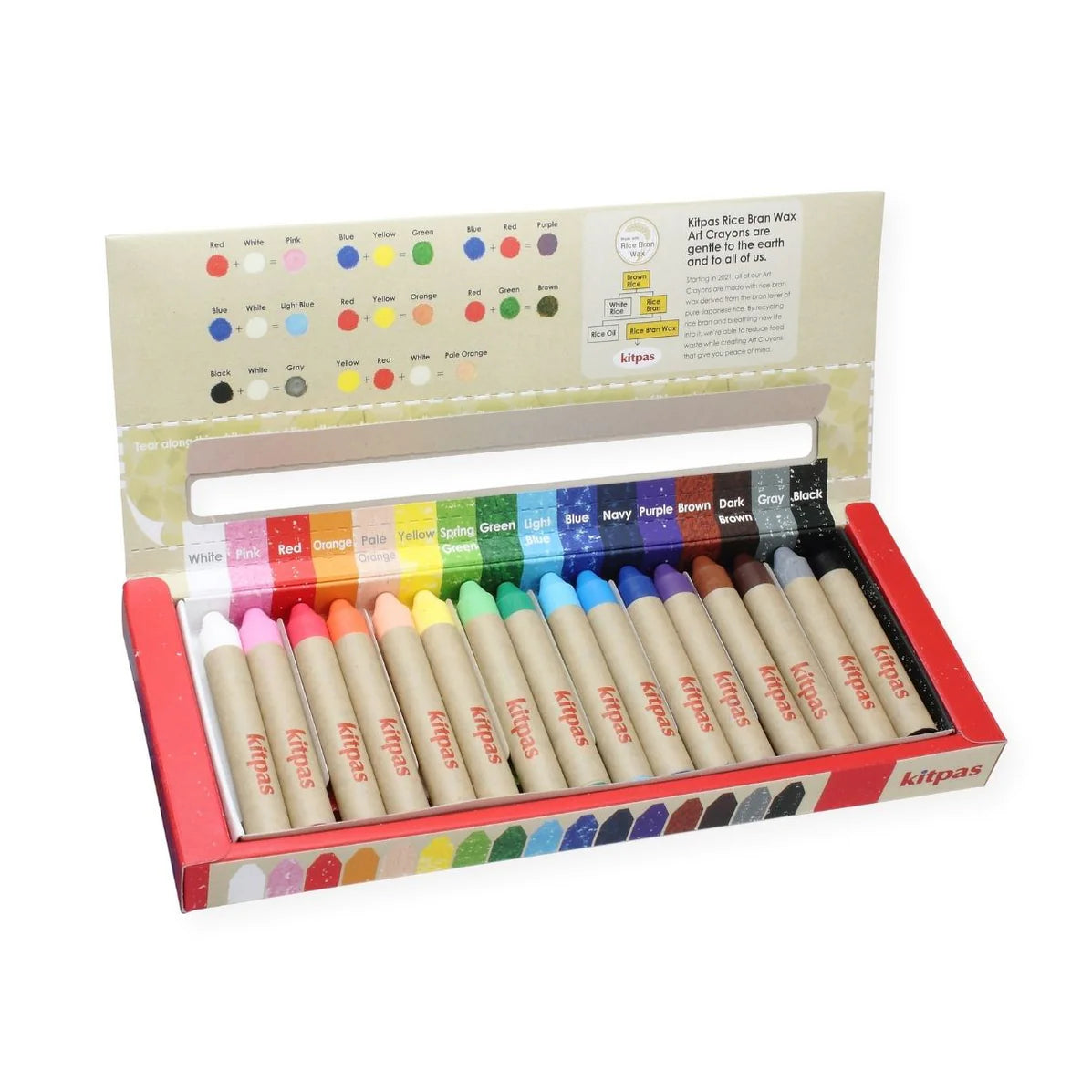 Kitpas Medium Stick Rice Wax Crayons 16 colours