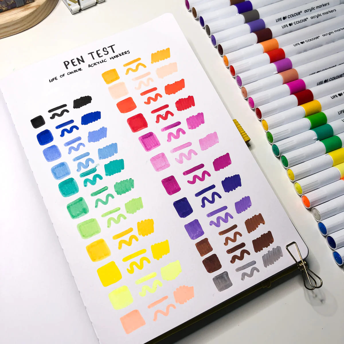 Life of Colour Acrylic Markers Colour Swatch