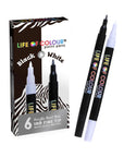 Life of Colour Black and White 1mm Fine Tip Acrylic Paint Pens