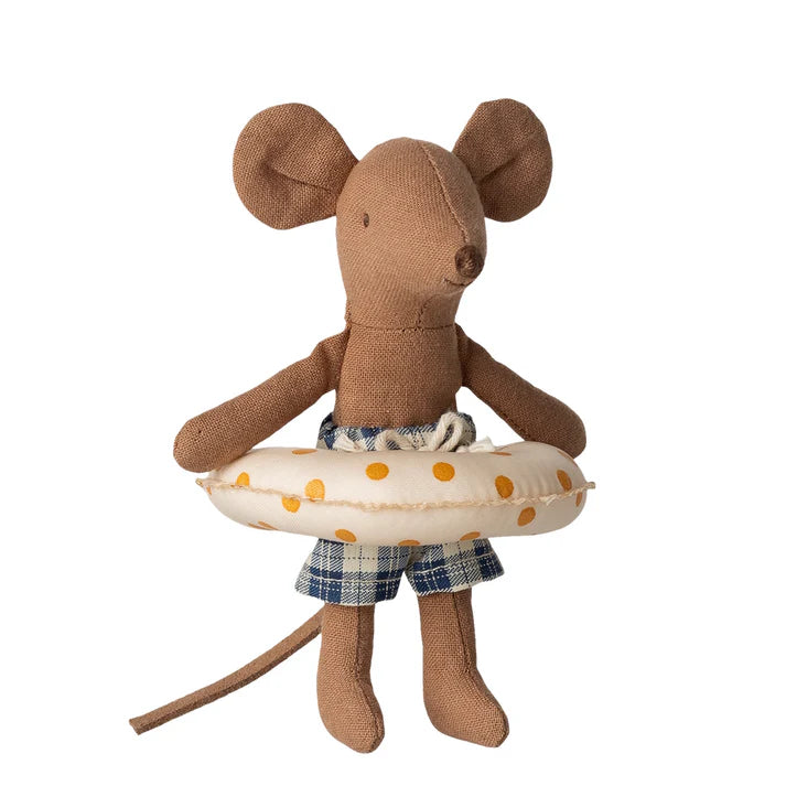 Maileg Beach Mouse with Float Little Brother Yellow Dots