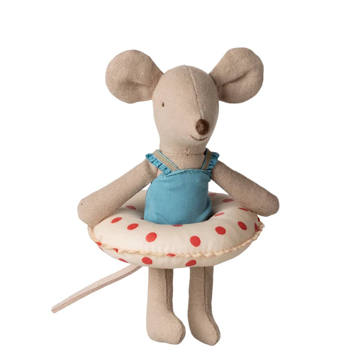 Maileg Beach Mouse with Float Little Sister Red Dots