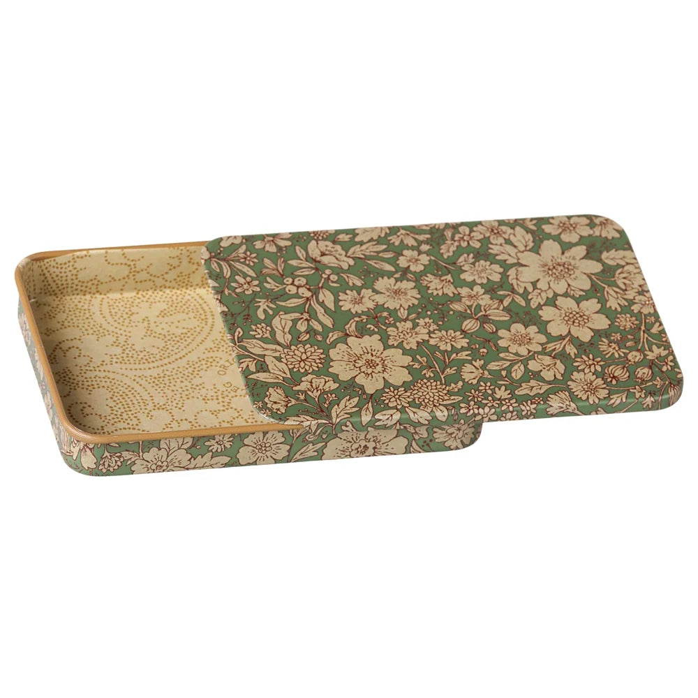 Maileg Metal Box Sliding Lid Blossom Blue