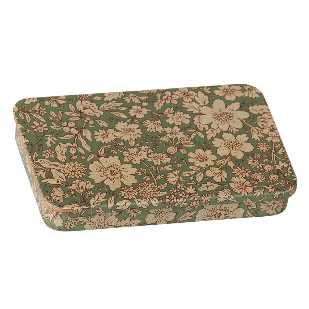 Maileg Metal Box Sliding Lid Blossom Blue