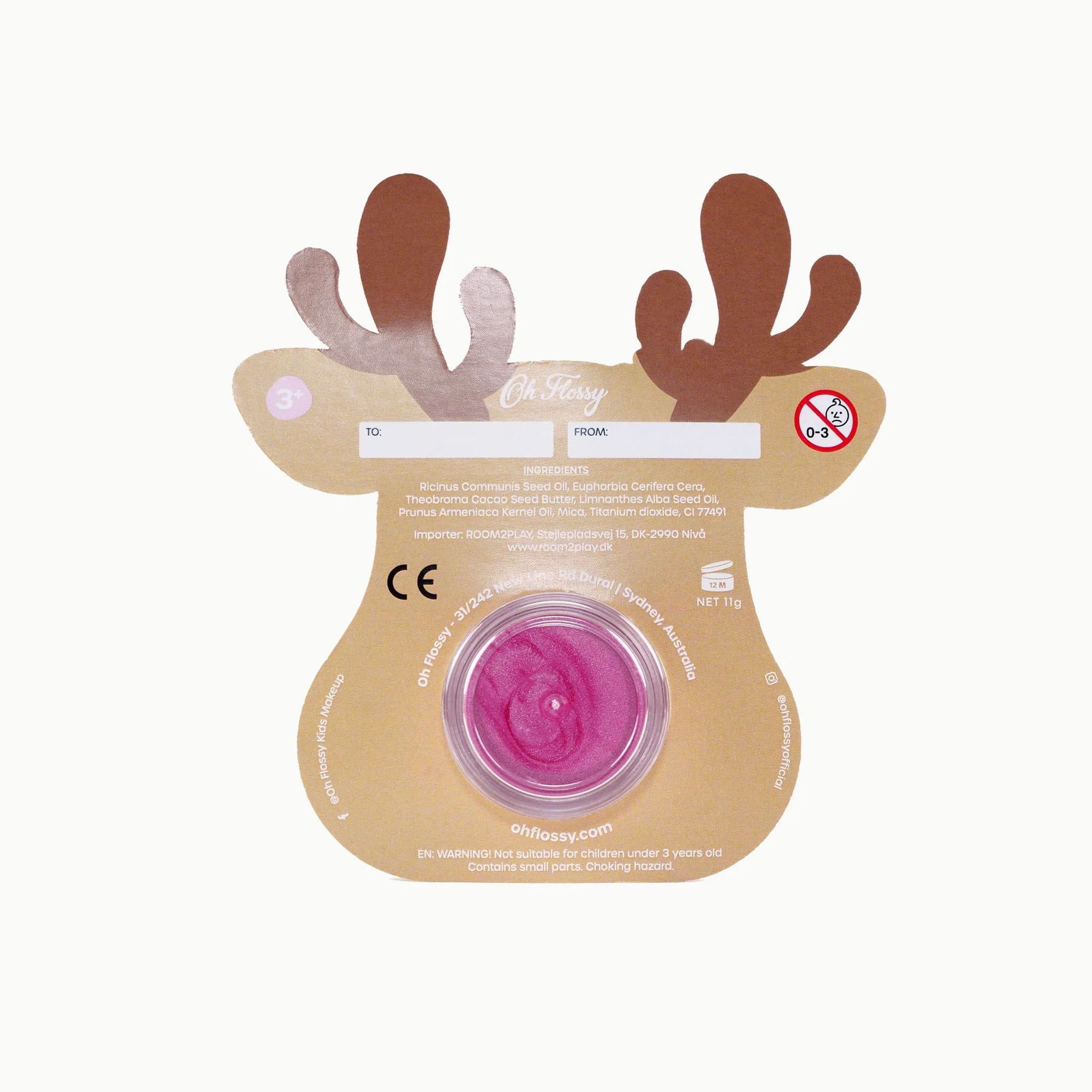 Oh Flossy Lipstick Stocking Stuffer - Rudolph Pink Ears