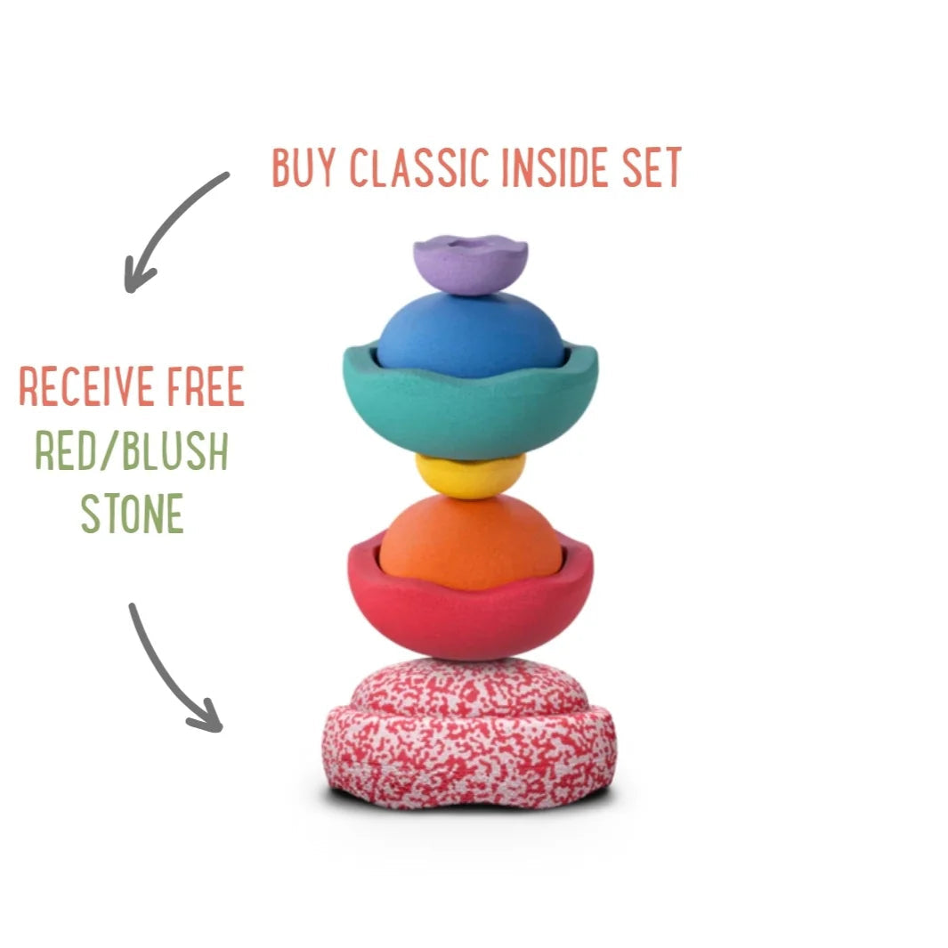 CHRISTMAS PROMO - Stapelstein Inside Set of 6 Rainbow Classic + FREE Limited Edition Red Blush Original