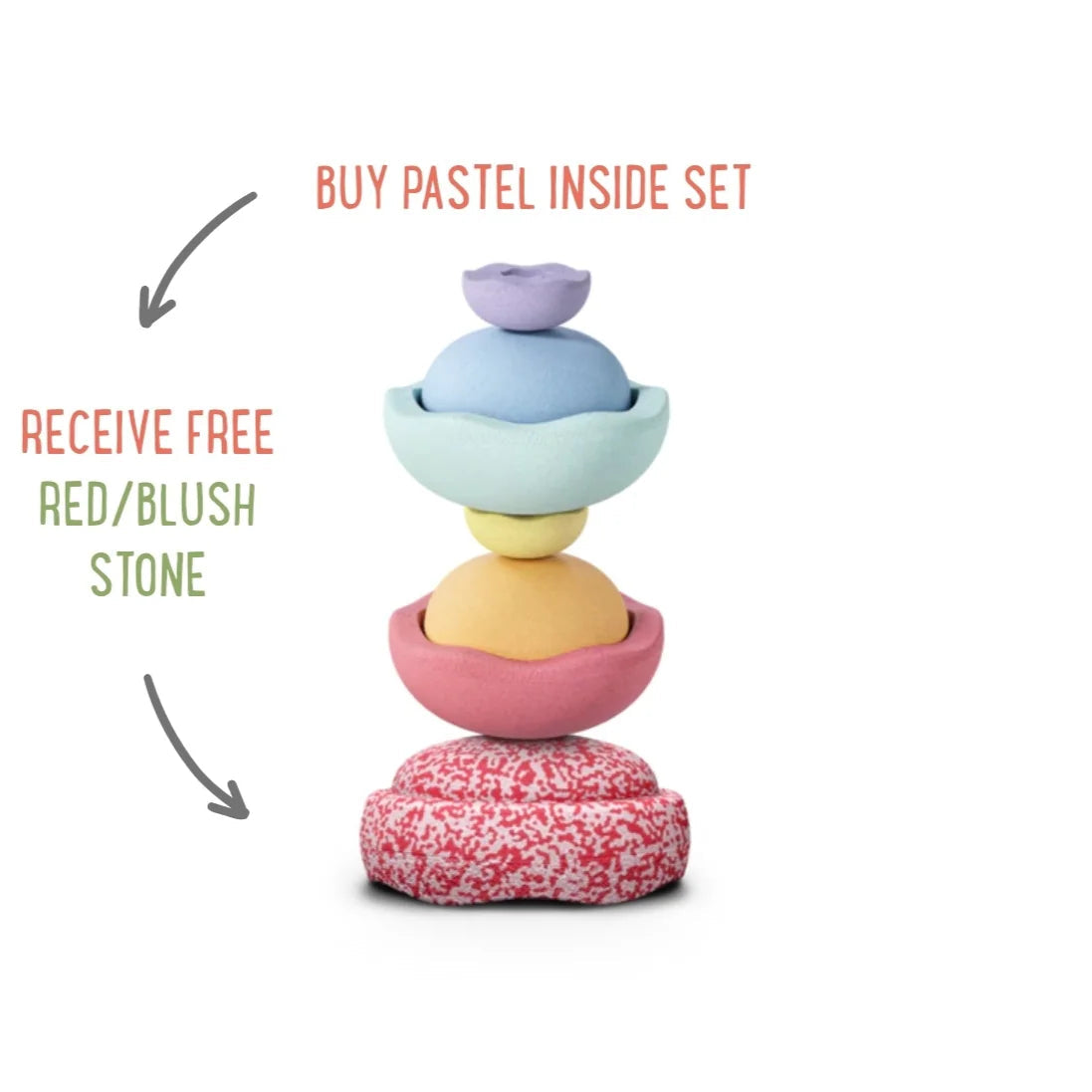 CHRISTMAS PROMO - Stapelstein Inside Set of 6 Rainbow Pastel + FREE Limited Edition Red Blush Original