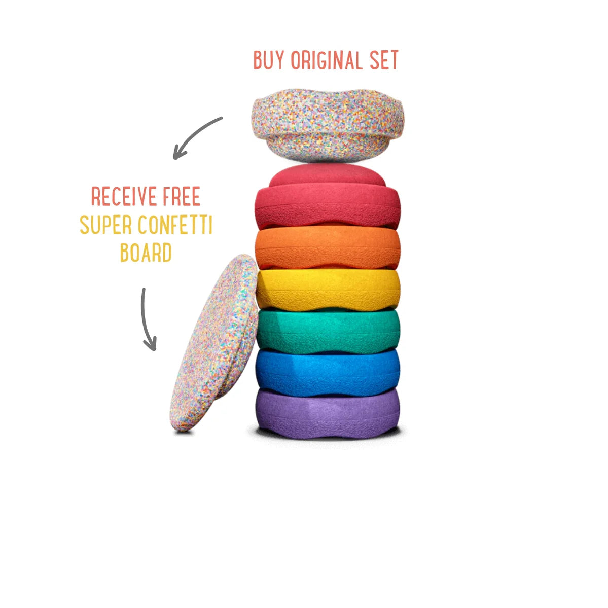Stapelstein Original Rainbow Classic Complete (Set of 7) + FREE Super Confetti Board EASTER PROMOTION