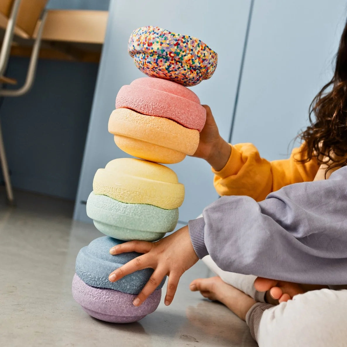 Stapelstein Original Rainbow Pastel Set of 6 Minis + FREE Super Confetti Mini Stone EASTER PROMOTION
