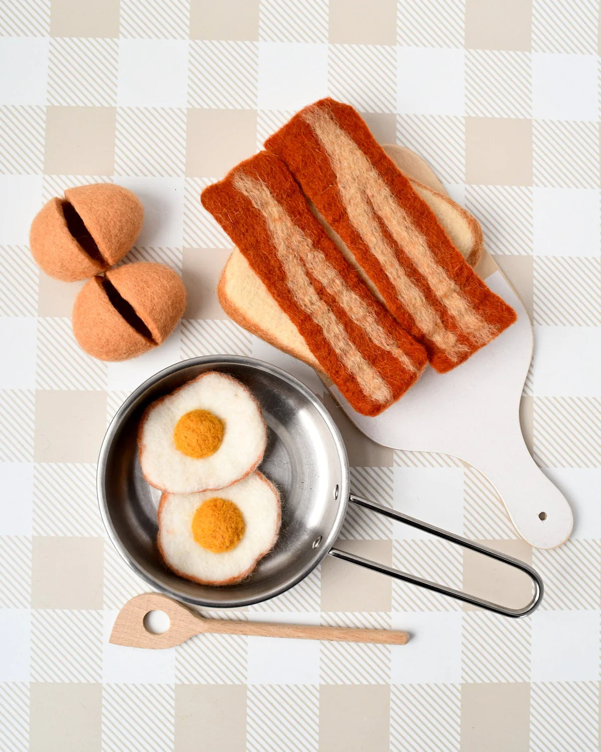 Tara Treasures Felt Bacon and Eggs Breakfast Set