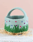 Tara Treasures Felt Blue Basket with Colourful Dots