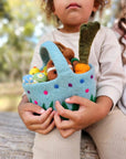 Tara Treasures Felt Blue Basket with Colourful Dots