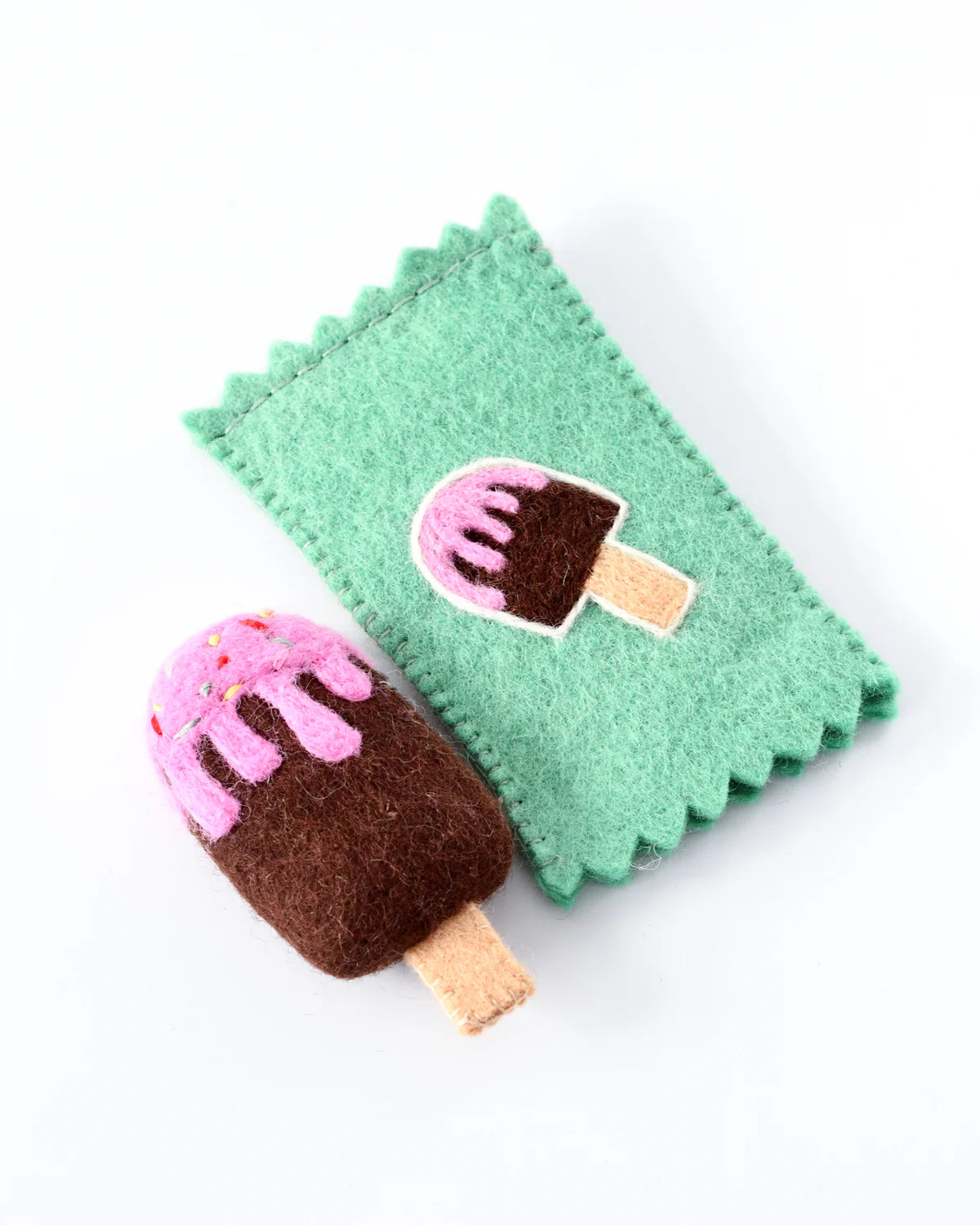 Tara Treasures Felt Chocolate Ice Cream Popsicle Toy with Wrapper