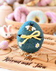 Tara Treasures Felt Egg Cover - blue with bee motif